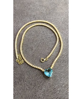 SUYOLU AKUAMARİN KALP KOLYE